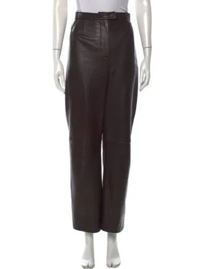 Pre-owned Siena Studio Leather Wide Leg Pants In Brown