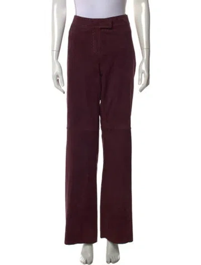 Pre-owned Siena Studio Leather Wide Leg Pants In Burgundy