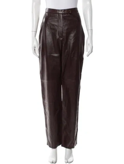 Pre-owned Siena Studio Leather Wide Leg Pants W/ Tags In Brown