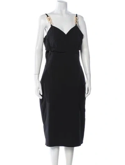 Pre-owned Siena Studio V-neck Knee-length Dress In Black