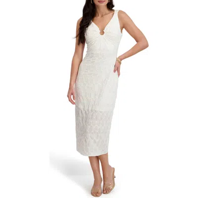 Siena Textured Knit Body-con Midi Dress In White