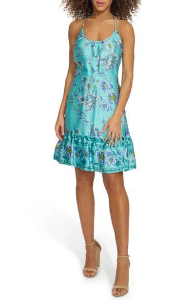 Siena Tiered Satin Minidress In Green