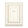 Siena White Enamel With Gold Frame, 4 X 6 In White