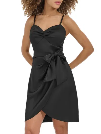 Siena Matte Satin Mini Dress In Black