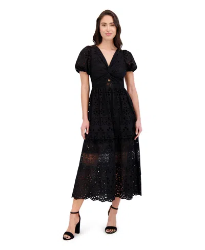 Siena Women's Cotton Embroidered Eyelet Lace Maxi Dress