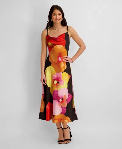 Siena Women's Cowl Neck Printed Dress In Black