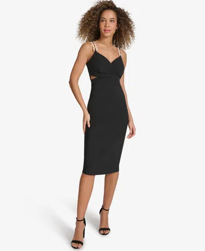 Siena Women's Embellished-strap Midi A-line Dress In Black