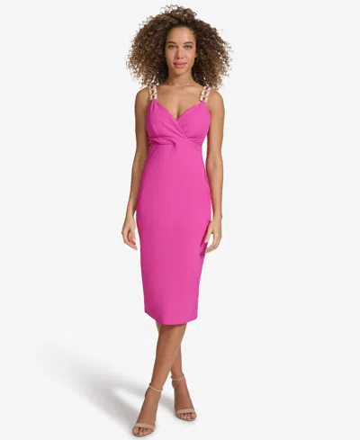 Siena Women's Embellished-strap Midi A-line Dress In Pink