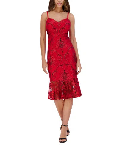 Siena Women's Embroidered Fit & Flare Dress In Red,black