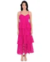 Siena Women's Embroidered-lace Ruffle-tiered Dress In Hot Pink