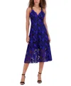 Siena Women's Embroidered Mesh Sleeveless Midi Dress In Cobalt Mul