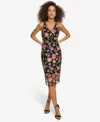 Siena Floral Embroidered Mesh Sheath Dress In Black