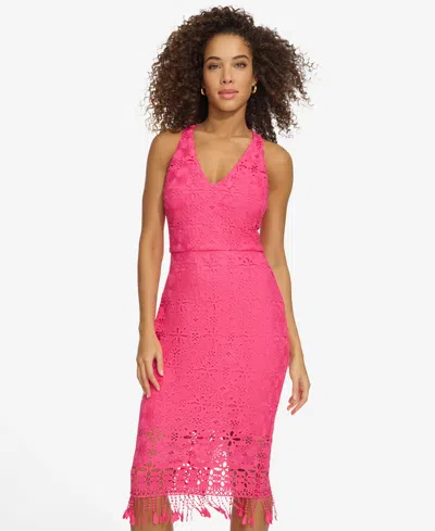Siena Women's Eyelet-lace Tasseled-hem A-line Dress In Pink