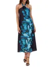 Siena Charmuse Printed Halter Dress In Black