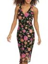Siena Floral Embroidered Mesh Sheath Dress In Black