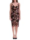 Siena Women's Floral Embroidered Mesh A-line Knee-length Dress In Black