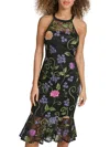 Siena Floral Embroidered Mesh Sheath Dress In Multi