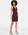 Siena Stretch Floral Jacquard Mini Dress In Wine