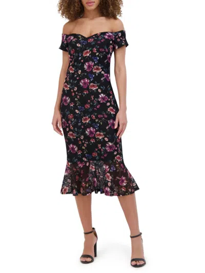 SIENA WOMEN'S FLORAL LACE SHEATH MIDI-DRESS