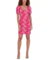 Siena Women's Floral-lace Short-sleeve Sweetheart-neck Dress In Pink Multi