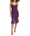 Siena Women's Floral-lace V-neck Sleeveless Dress In Plum
