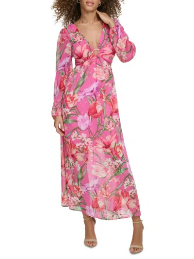 Siena Women's Floral Swiss-dot Maxi Dress