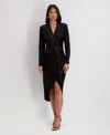 Siena Women's Foiled Long Sleeve Midi Dress In Black