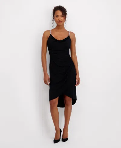 Siena Women's High Low Cowl Neck Dress In Black