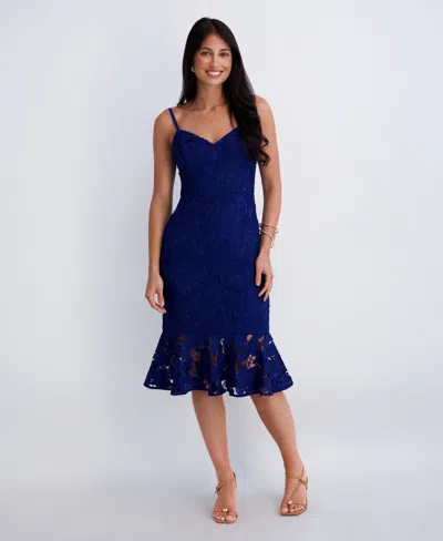 Siena Women's Lace Flounce Sweetheart Neck Dress In Animal Print