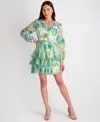 Siena Women's Leaf-embroidered Mesh Belted Dress In Multi
