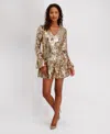 Siena Women's Long Sleeve Mini Dress In Gold