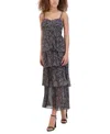 Siena Women's Lurex Tiered-skirt Sweetheart Maxi Dress In Navy,gold