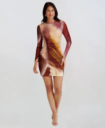 Siena Women's Mesh Scuba Long-sleeve Bodycon Dress In Multi