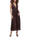 Siena Women's Metallic Pleated Maxi Dress In Chocolate
