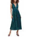 Siena Women's Metallic Pleated Maxi Dress In Emerald
