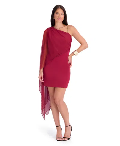 Siena Women's One-shoulder Mesh Mini Dress In Pink
