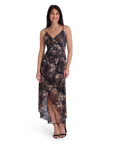 Siena Women's Printed V-neck High-low Dress In Brown