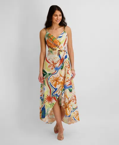 Siena Women's Printed V-neck High-low Dress In Multi
