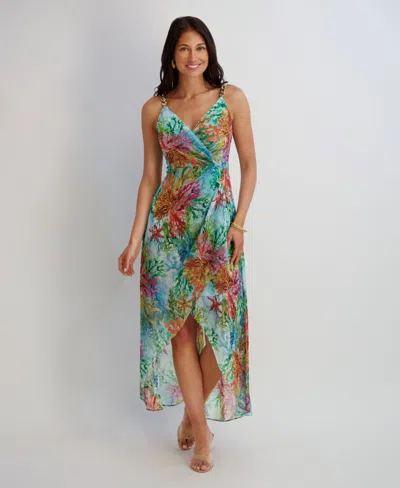 Siena Women's Printed V-neck High-low Dress In Multi