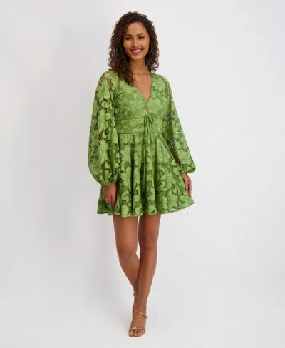 Siena Women's Printed V-neck Mini Dress In Green