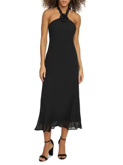 SIENA WOMEN'S ROSETTE A-LINE MIDI-DRESS