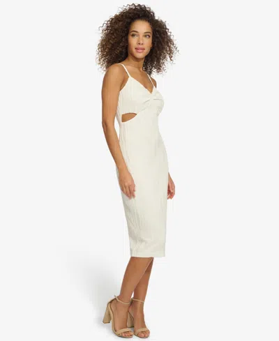 Siena Women's Ruched-front Side-cutout Knit Midi Dress In White