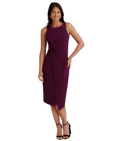 Siena Women's Ruched Side-twist Sleeveless Midi Dress In Purple