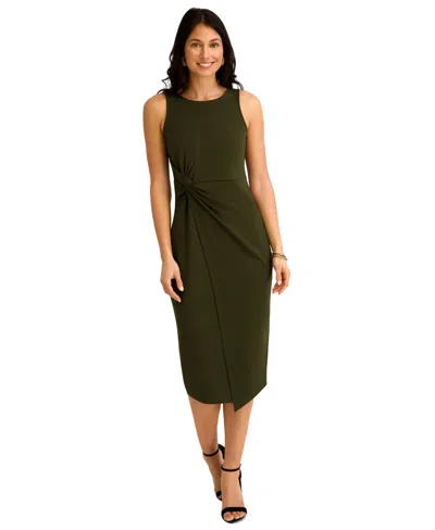 Siena Women's Ruched Side-twist Sleeveless Midi Dress In Green