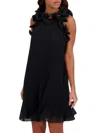 Siena Women's Ruffled Pleated Shift Minidress In Black