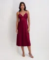 Siena Women's Satin Midi Dress In Burgundy