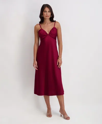 Siena Women's Satin Midi Dress In Burgundy