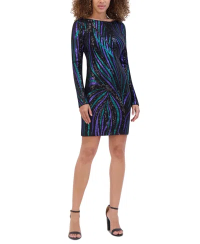 Siena Women's Sequined Bodycon Dress In Black Multi