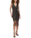 Siena Women's Sequined Mesh Sheath Dress In Black,gold