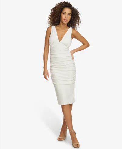 Siena Women's Sequined Ruched Midi Dress In White
